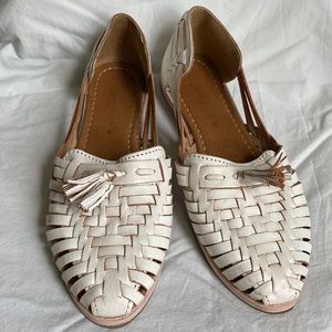 White leather huarache sandal